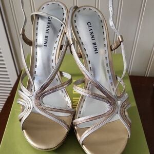 Gianni Bini Metallic Strappy Heels